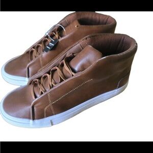 London Fog Dorance High-Top Sneakers Men’s, 9M Cognac Brown | Memory Foam | NIB